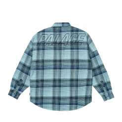 BRUSHED FLANNEL DROP SHOULDER SHIRT BLUE