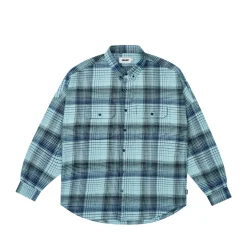 BRUSHED FLANNEL DROP SHOULDER SHIRT BLUE