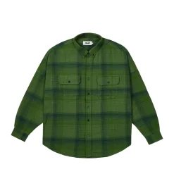 BRUSHED FLANNEL DROP SHOULDER SHIRT GREEN