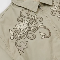 FLORAL CANVAS BOMBER JACKET STONEY GREY