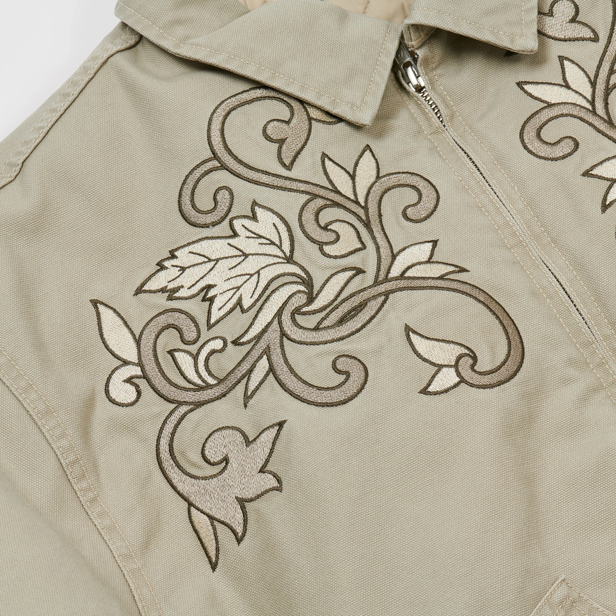 FLORAL CANVAS BOMBER JACKET STONEY GREY