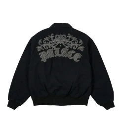 FLORAL CANVAS BOMBER JACKET BLACK