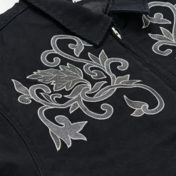 FLORAL CANVAS BOMBER JACKET BLACK
