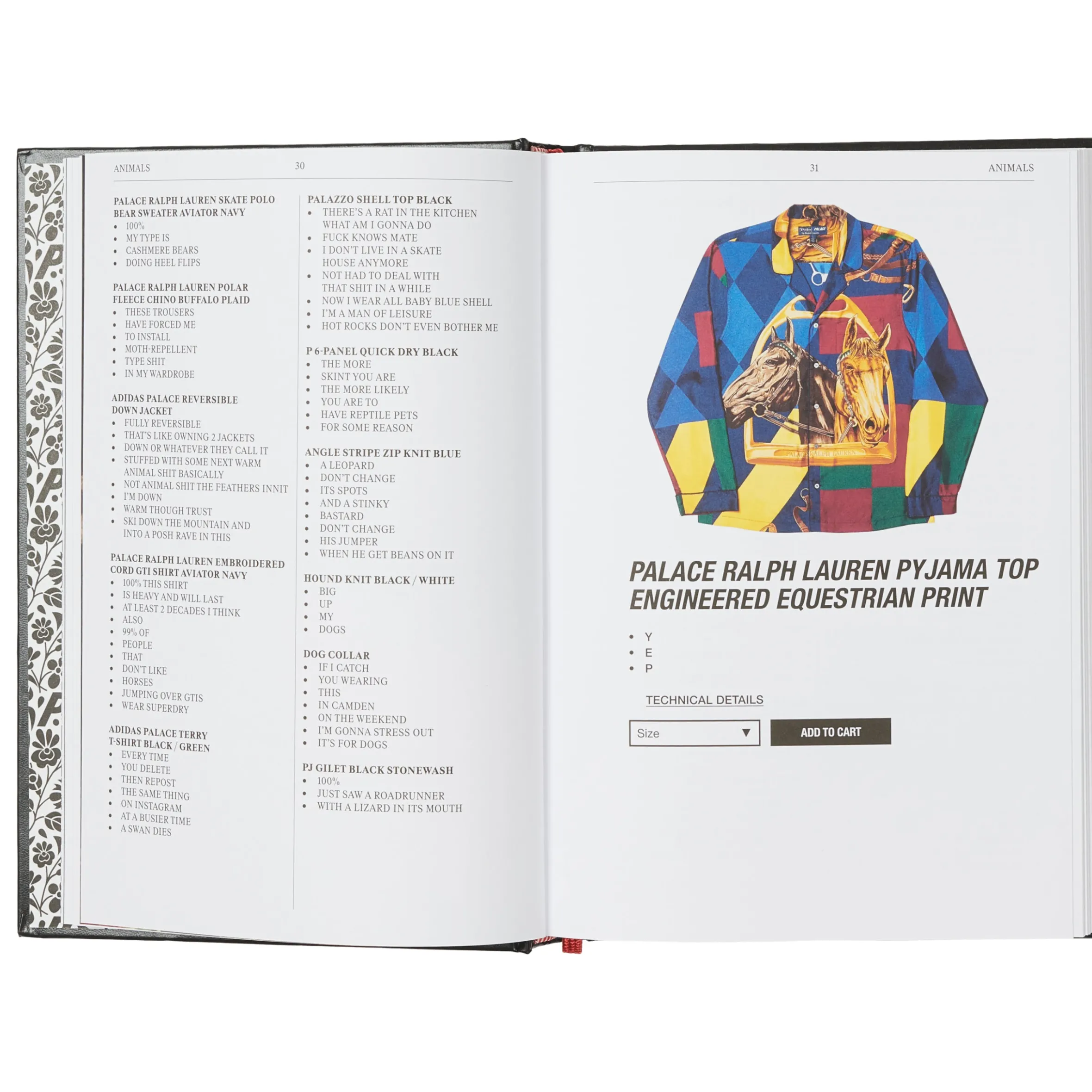 PALACE PRODUCT DESCRIPTIONS: THE SELECTED ARCHIVE BOOK BLACK