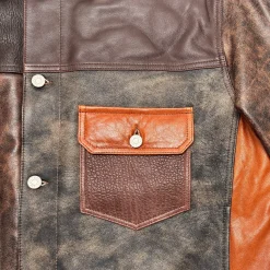 PATCHY LEATHER JACKET MULTI